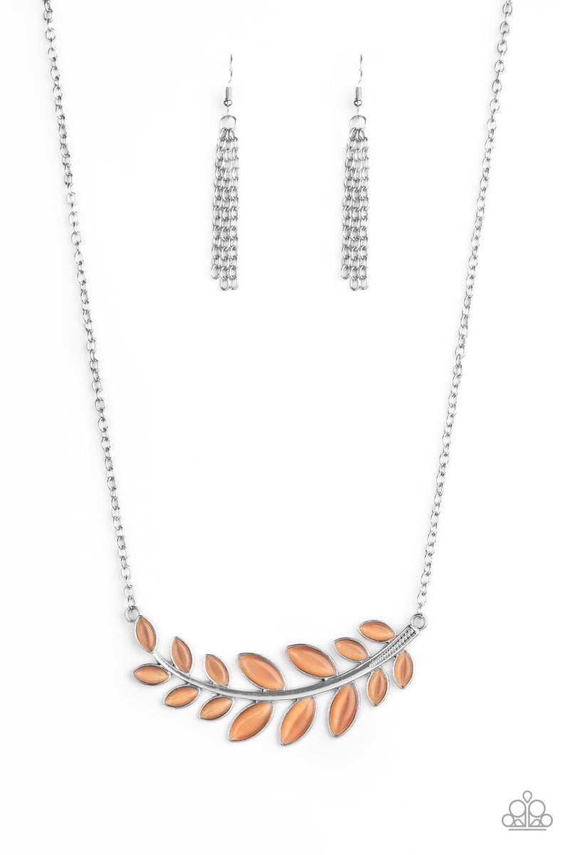 five-dollar-jewelry-frosted-foliage-orange-necklace-paparazzi-accessories