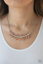 Frosted Foliage - Orange Necklace - Paparazzi Accessories