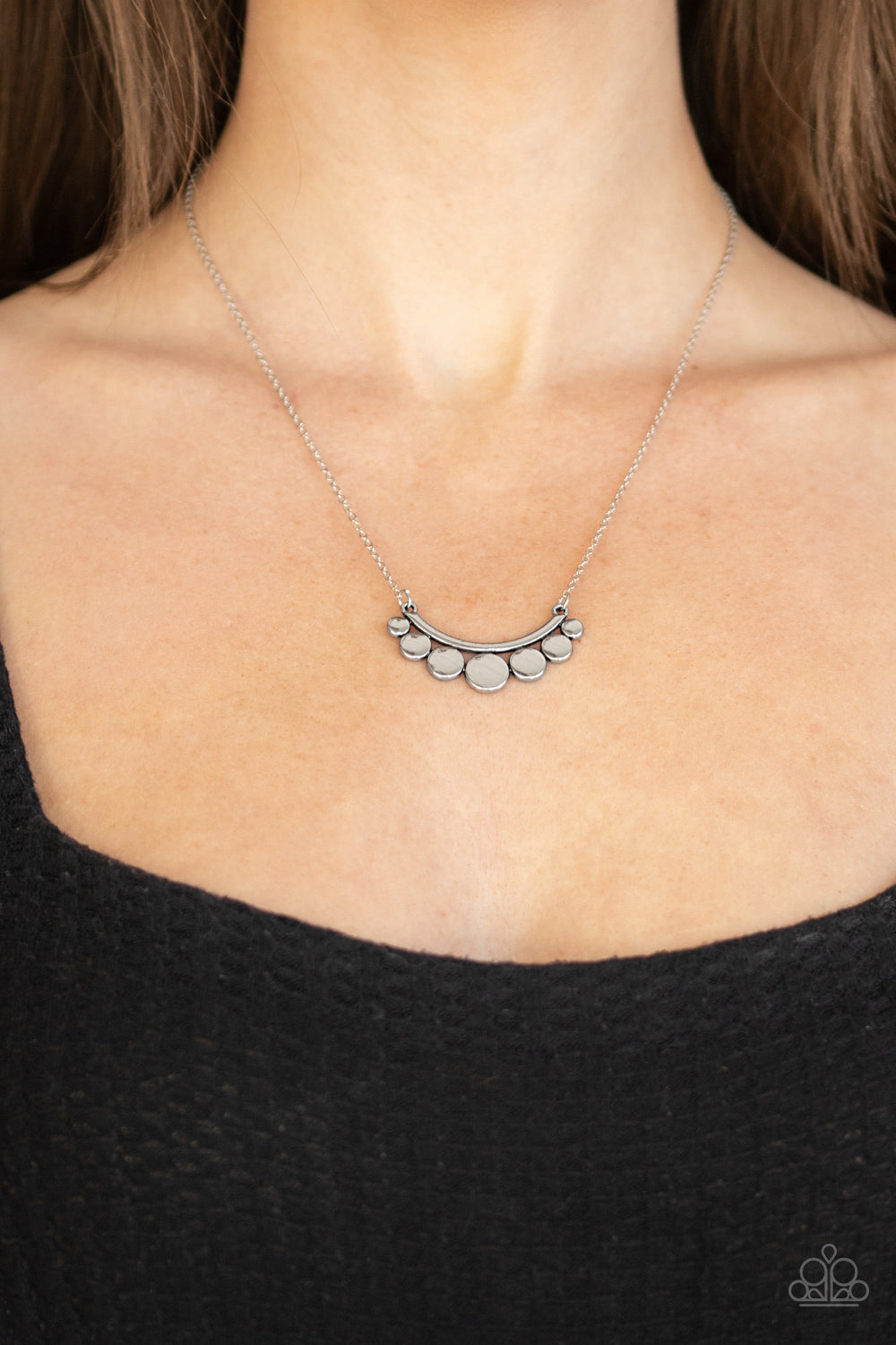 Melodic Metallics - Silver Necklace - Paparazzi Accessories