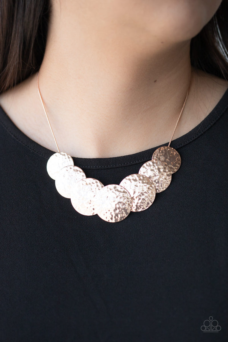 RADIAL Waves - Rose Gold Necklace - Paparazzi Accessories