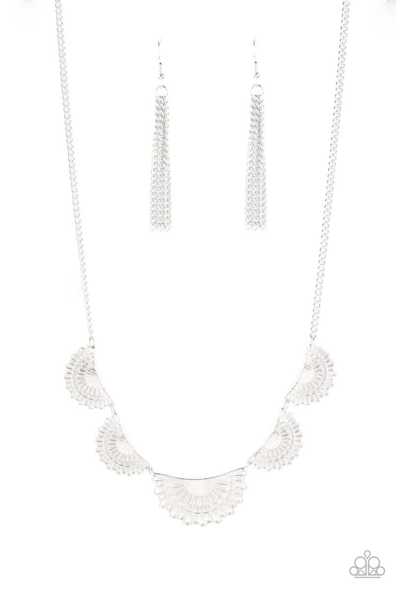 Fanned Out Fashion - Silver Necklace - Paparazzi Accessories