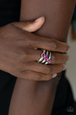 Triple The Twinkle - Pink Ring - Paparazzi Accessories