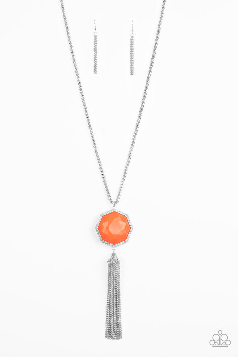 Prismatically Polygon - Orange Necklace - Paparazzi Accessories