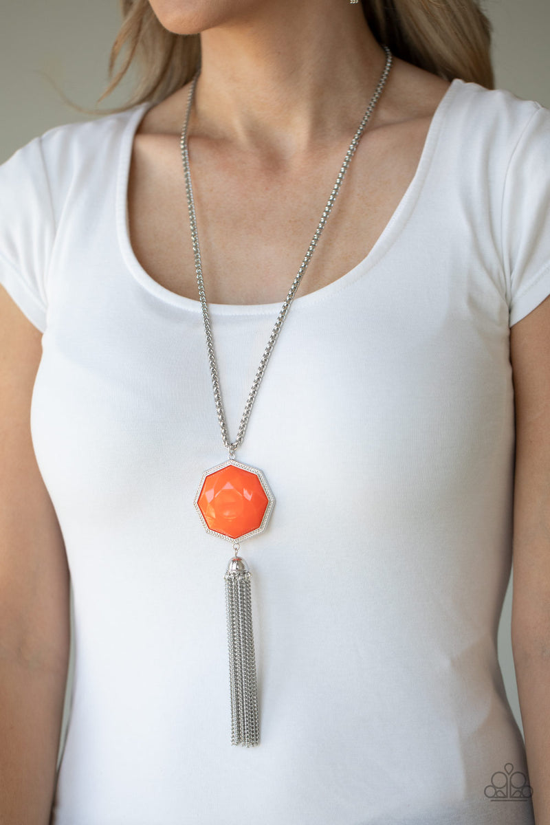 Prismatically Polygon - Orange Necklace - Paparazzi Accessories