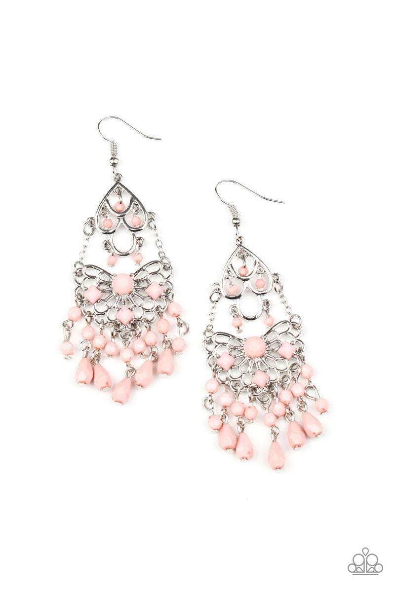 Glass Slipper Glamour - Pink Earrings - Paparazzi Accessories