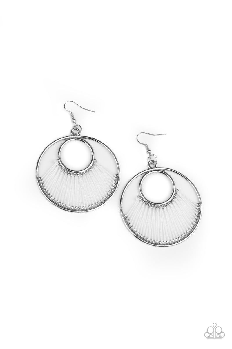 Really High-Strung - White Earrings - Paparazzi Accessories
