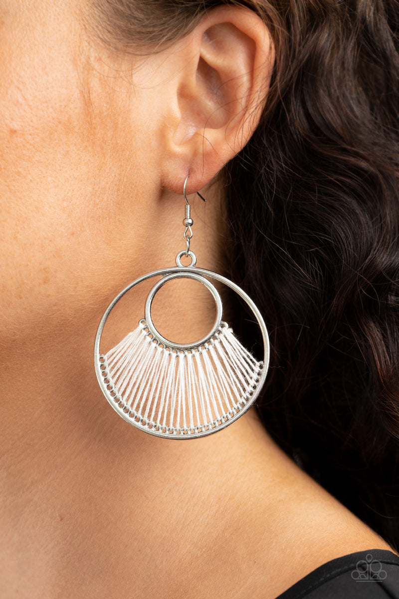 Really High-Strung - White Earrings - Paparazzi Accessories