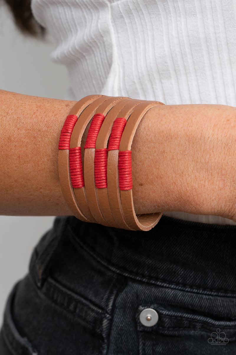 Country Colors - Red Bracelet - Paparazzi Accessories