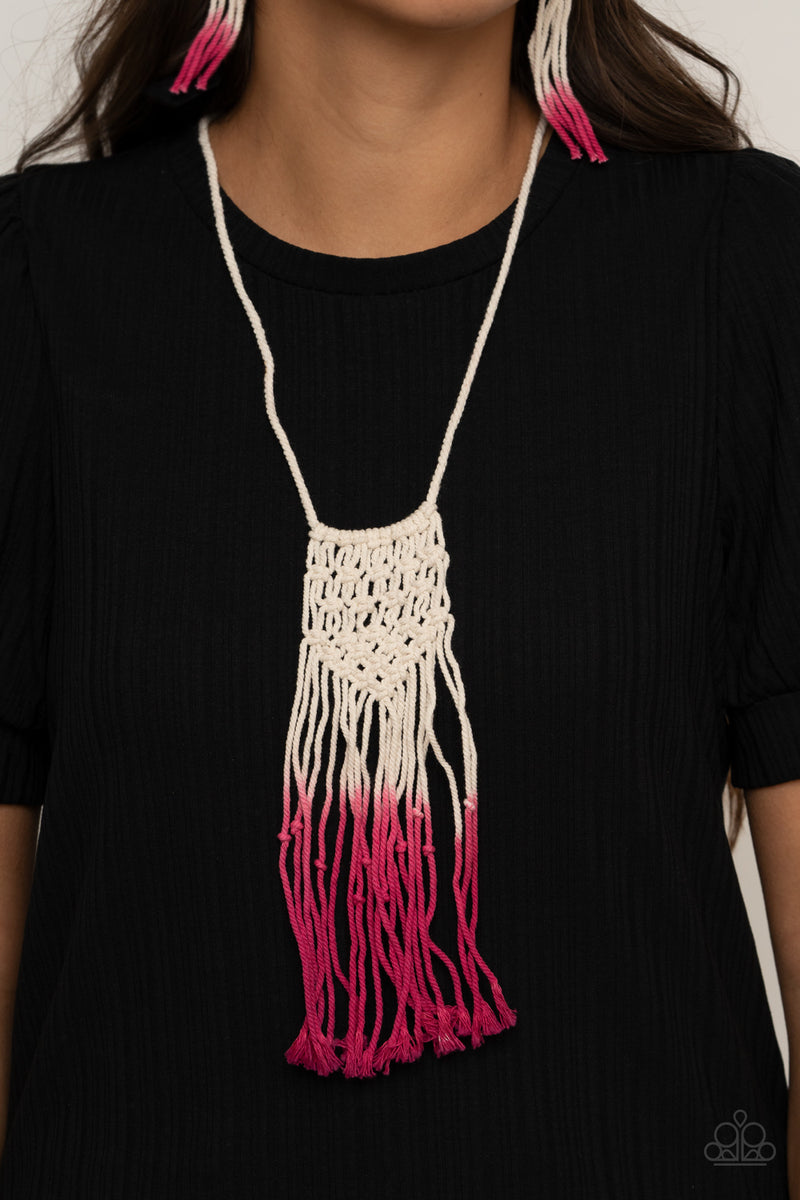 Surfin The Net - Pink Necklace - Paparazzi Accessories