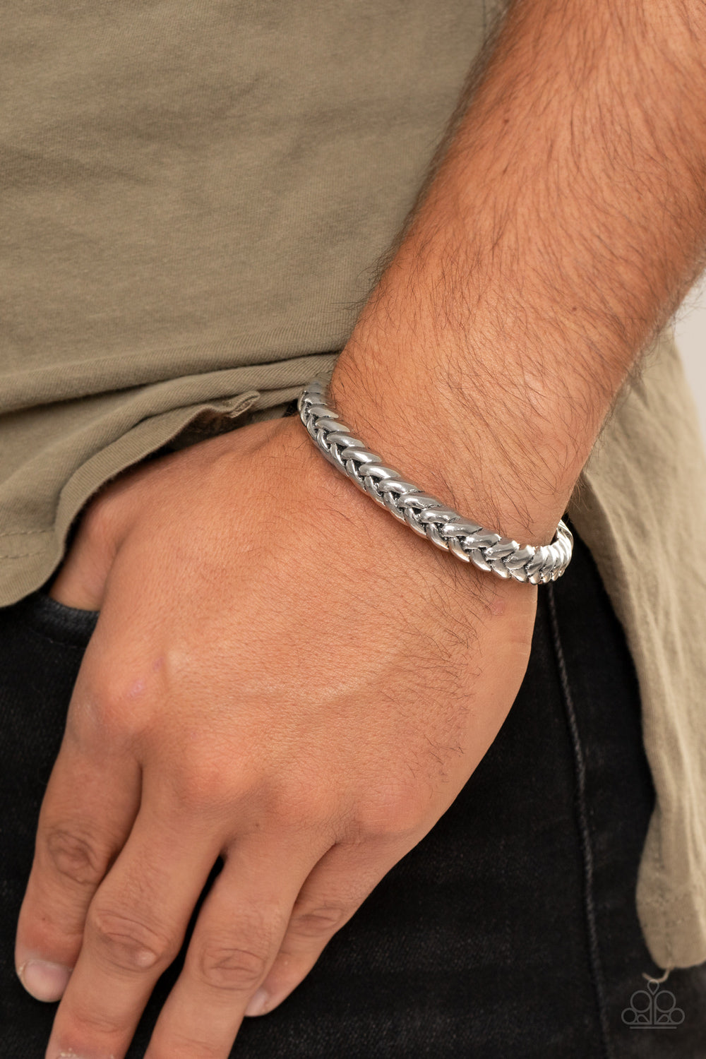Tough as Nails - Silver Mens Bracelet - Paparazzi Accessories
