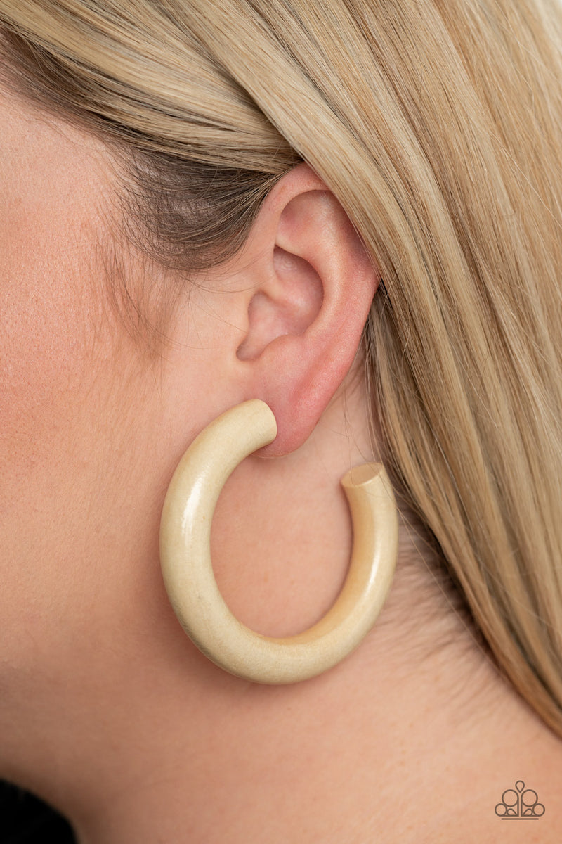 I WOOD Walk 500 Miles - White Earrings - Paparazzi Accessories