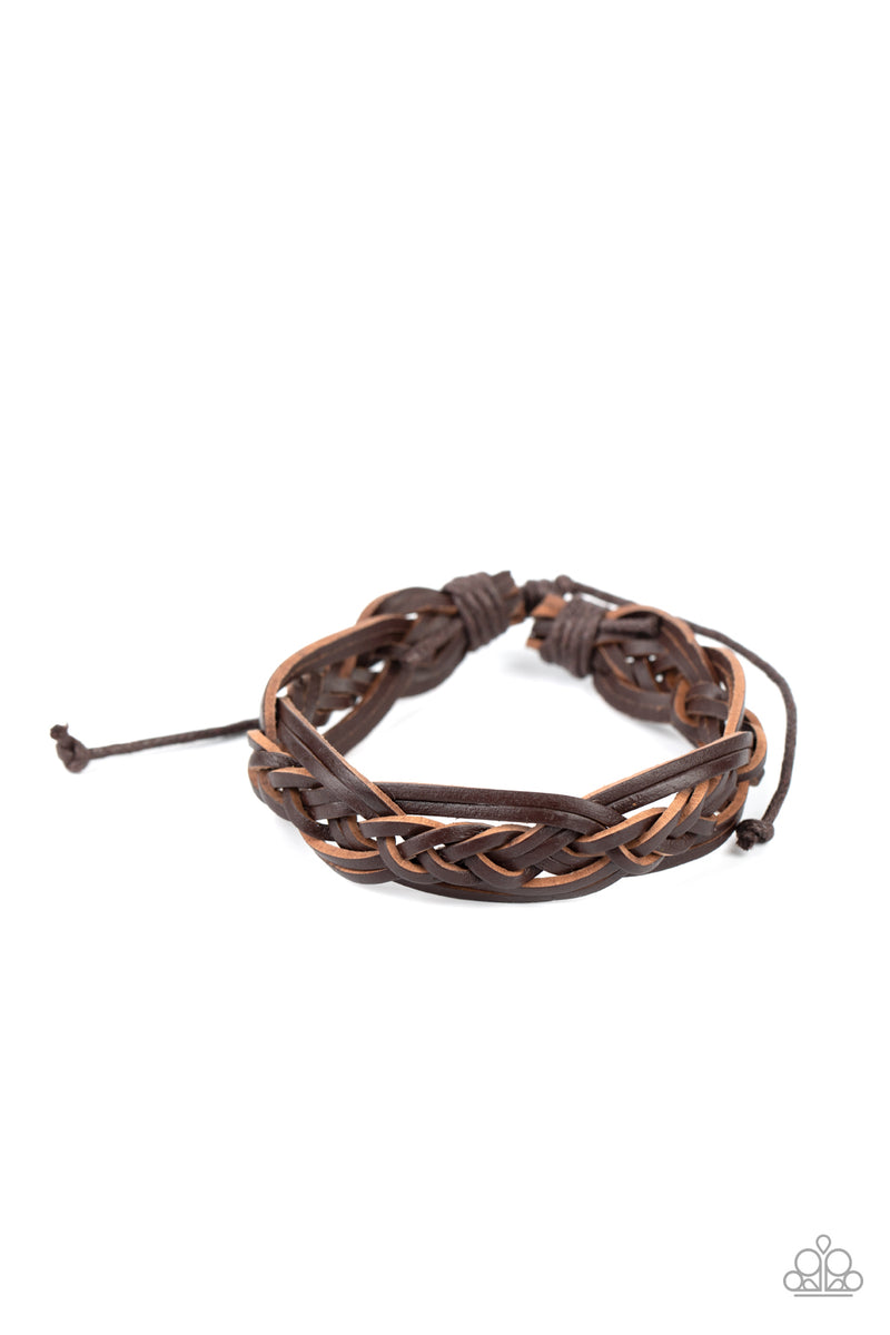 Too Close To HOMESPUN - Brown Bracelet - Paparazzi Accessories