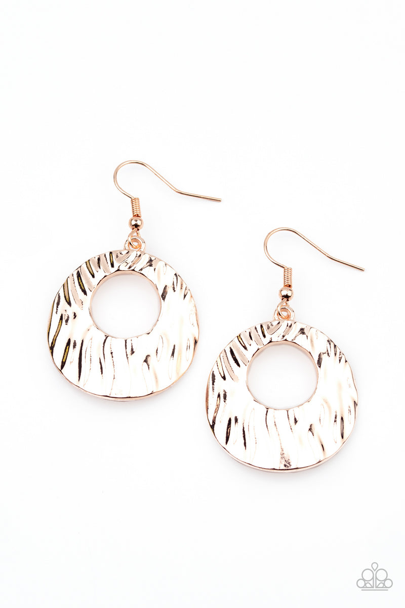 Warped Perceptions - Rose Gold Earrings - Paparazzi Accessories