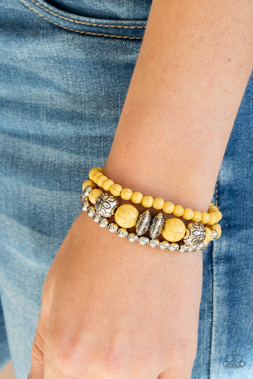 Desert Blossom - Yellow Bracelet - Paparazzi Accessories
