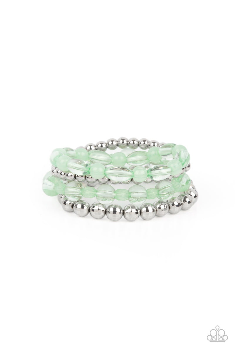 Delightfully Disco - Green Bracelet - Paparazzi Accessories