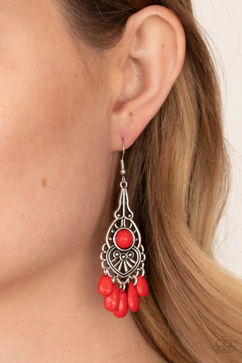 Fruity Tropics - Red Earrings - Paparazzi Accessories