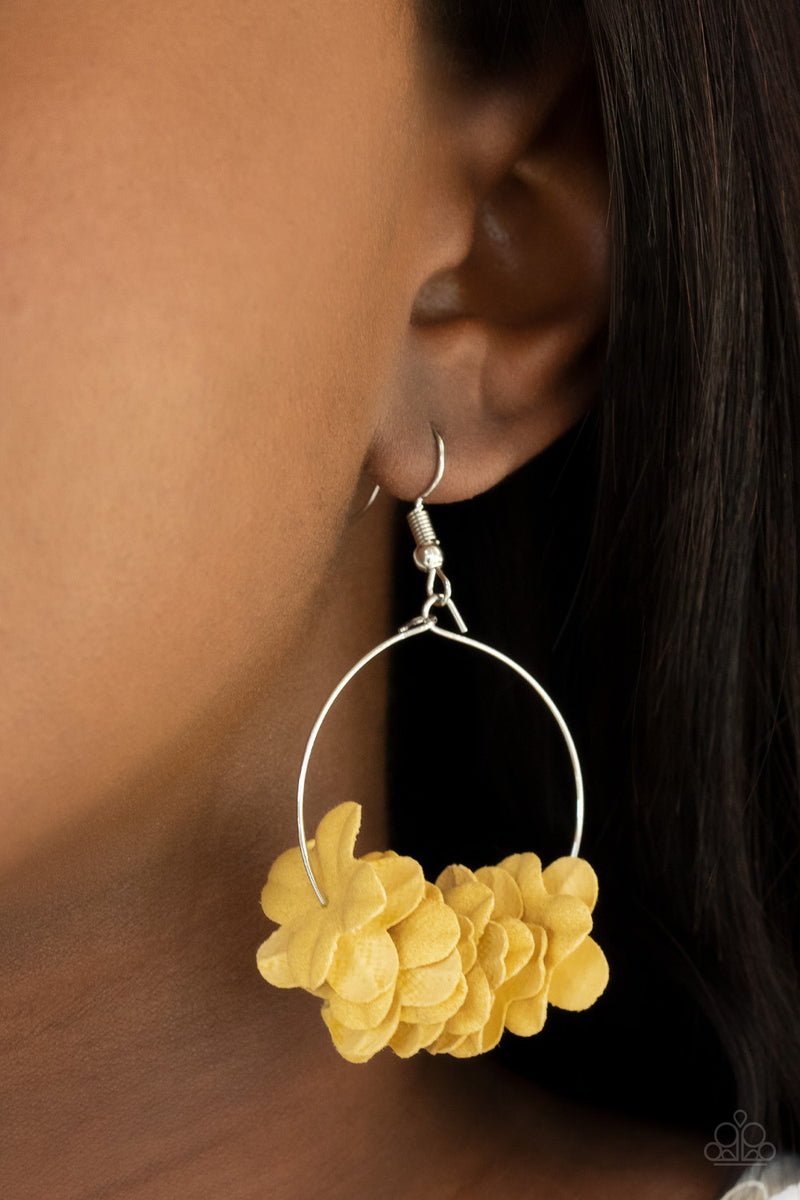 Flirty Florets - Yellow Earrings - Paparazzi Accessories