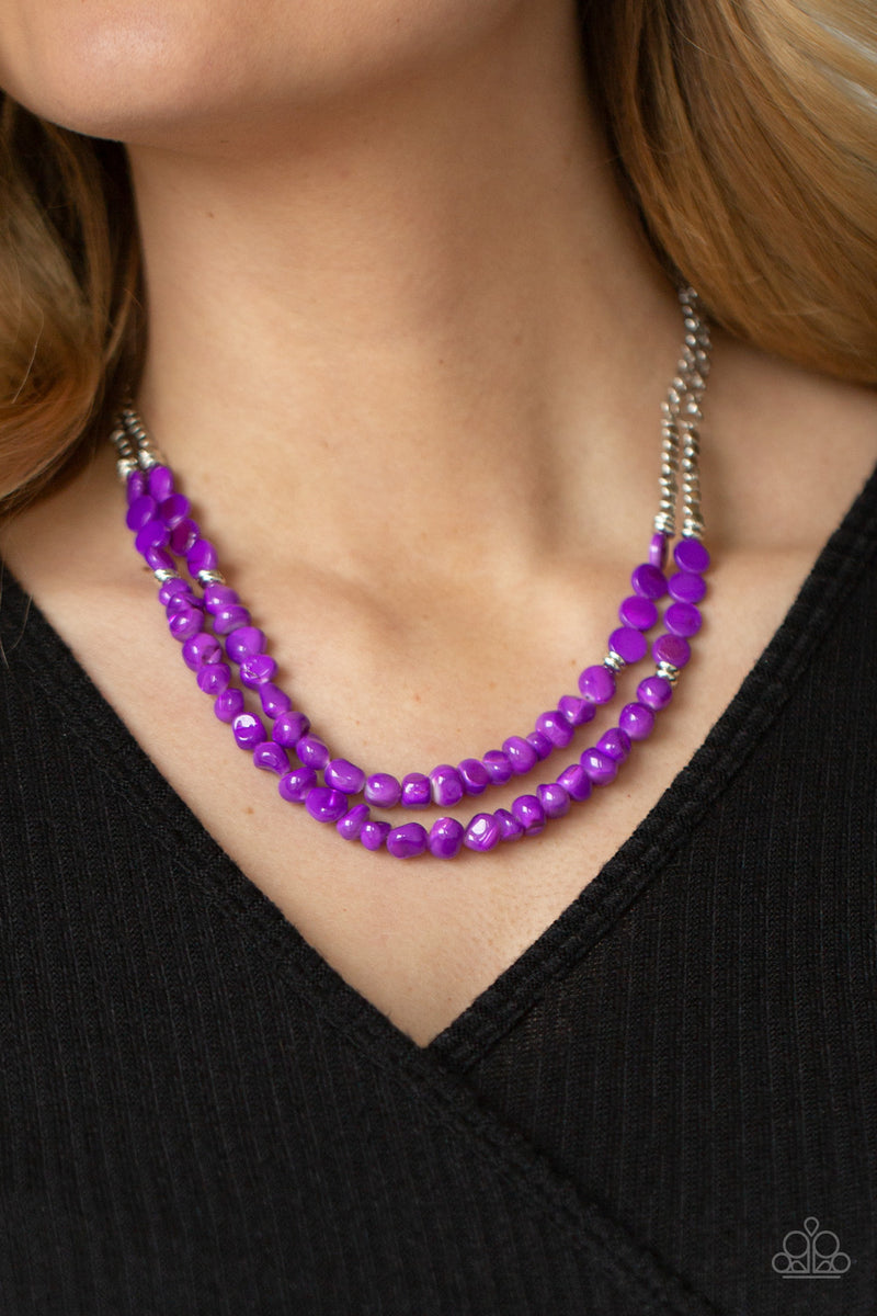 Staycation Status - Purple Necklace - Paparazzi Accessories