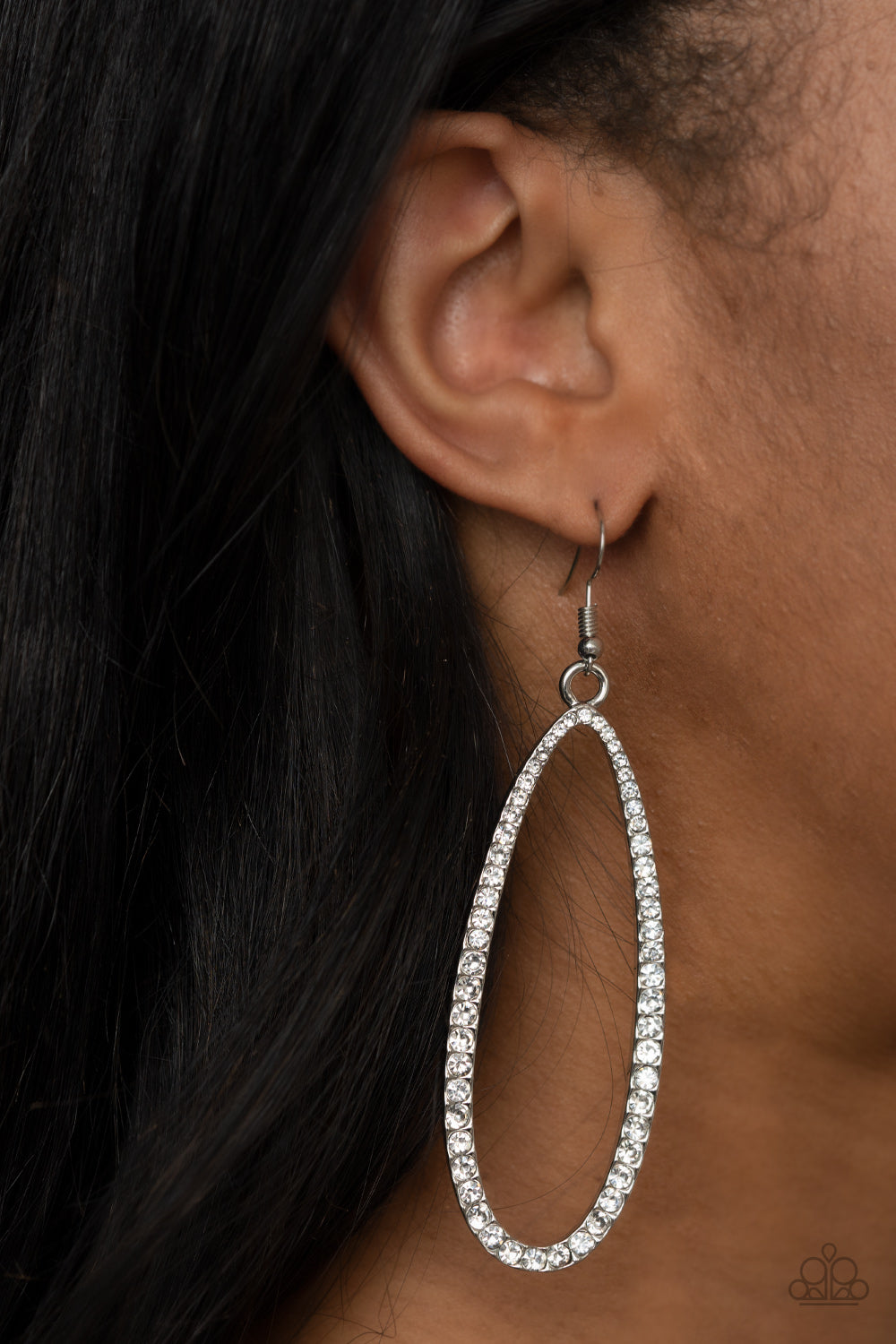 Dazzling Decorum - White Earrings - Paparazzi Accessories