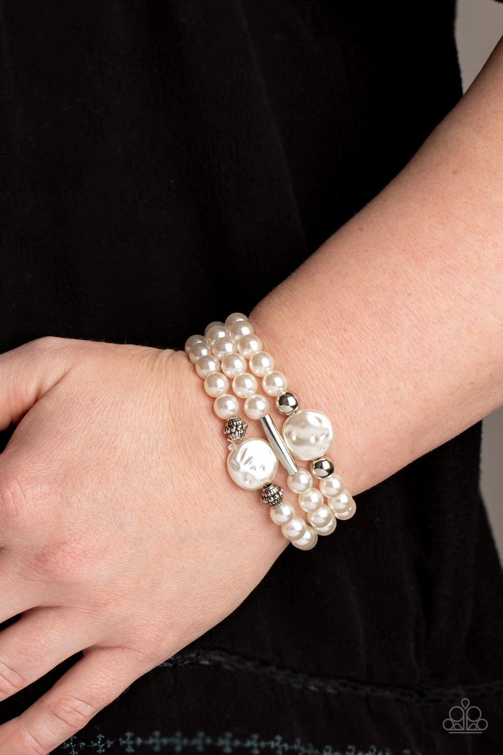 Exquisitely Elegant - White Bracelet - Paparazzi Accessories