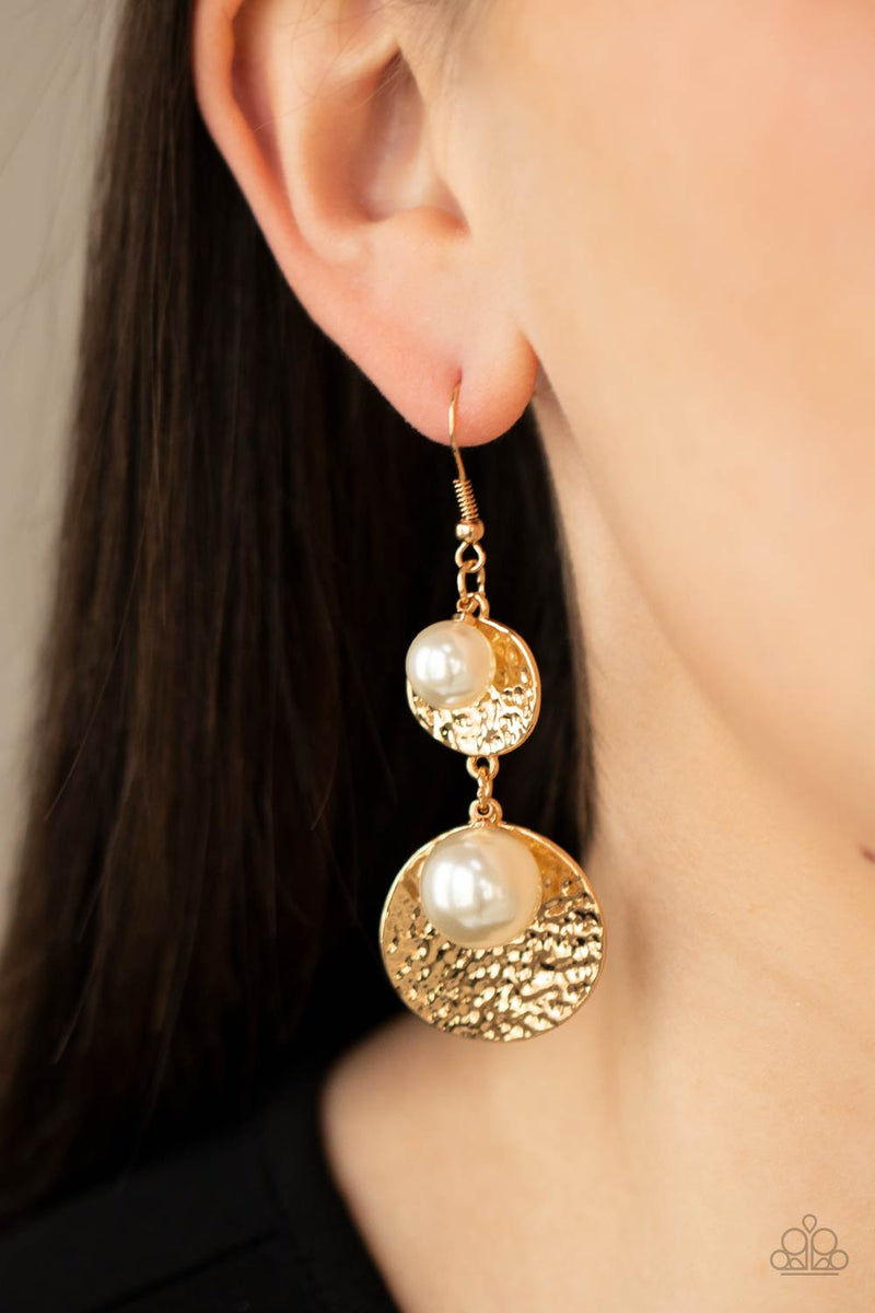 Pearl Dive - Gold Earrings - Paparazzi Accessories