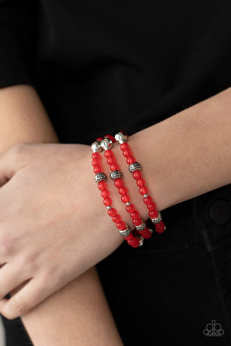 Here to STAYCATION - Red Bracelet - Paparazzi Accessories