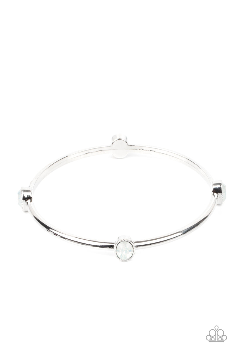 Gleam-Getter - White Bracelet - Paparazzi Accessories