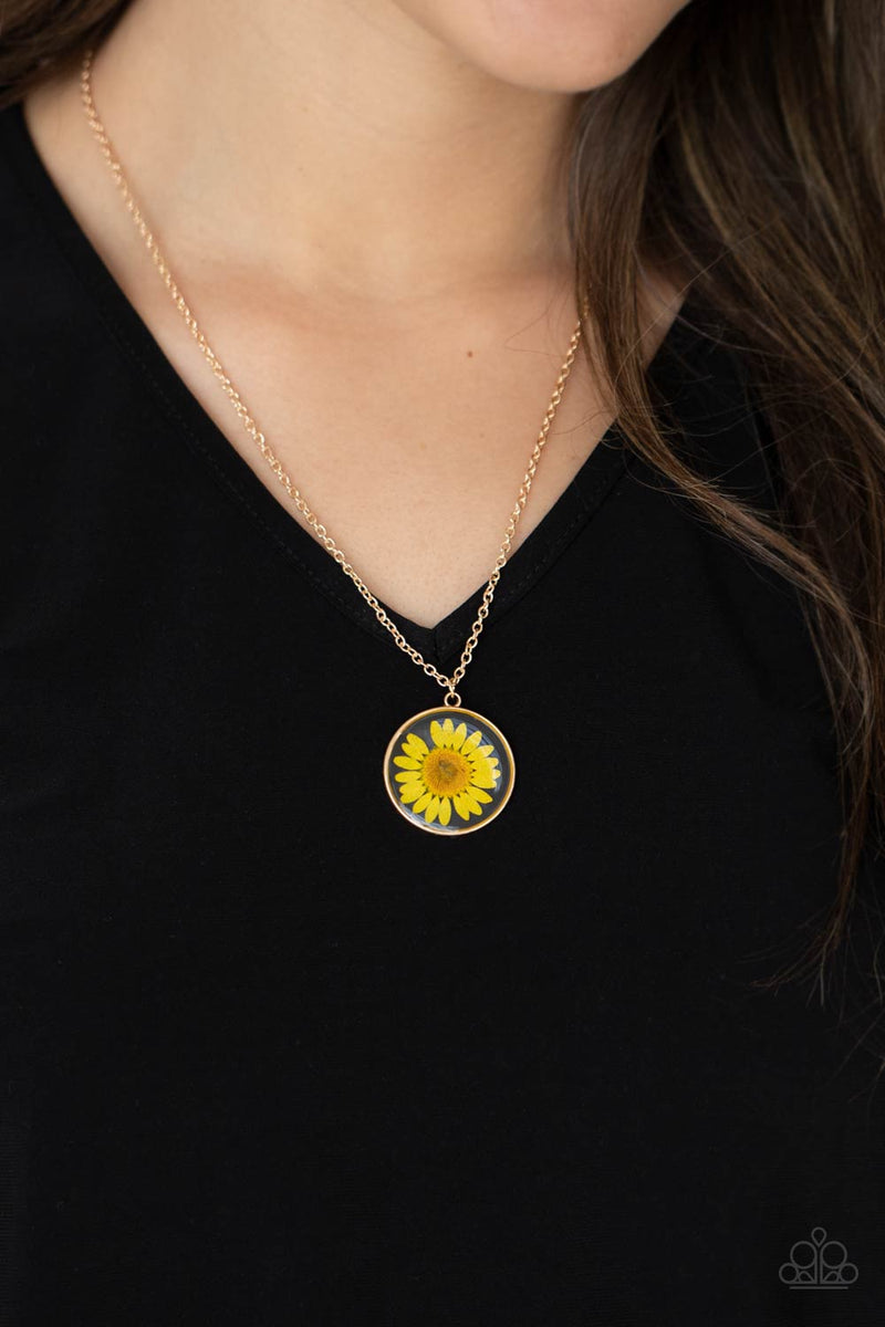 Prairie Promenade - Yellow Necklace - Paparazzi Accessories