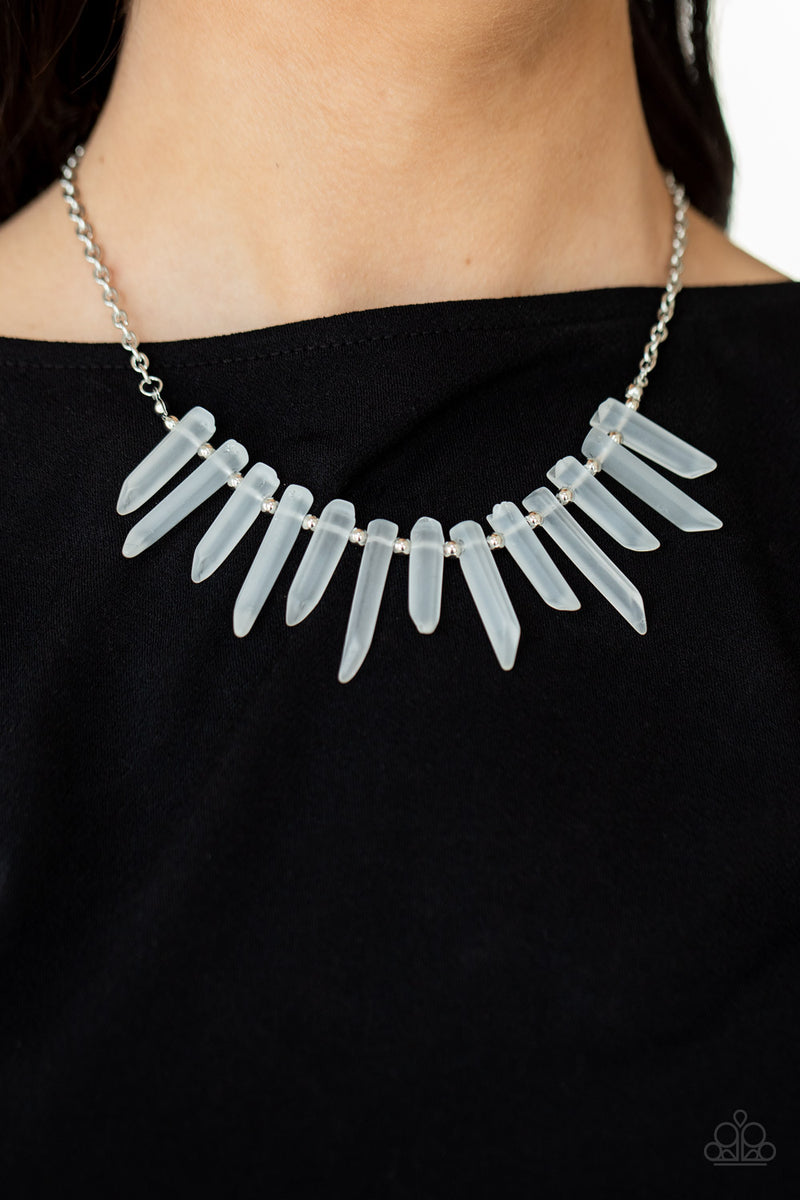 Ice Age Intensity - White Necklace - Paparazzi Accessories