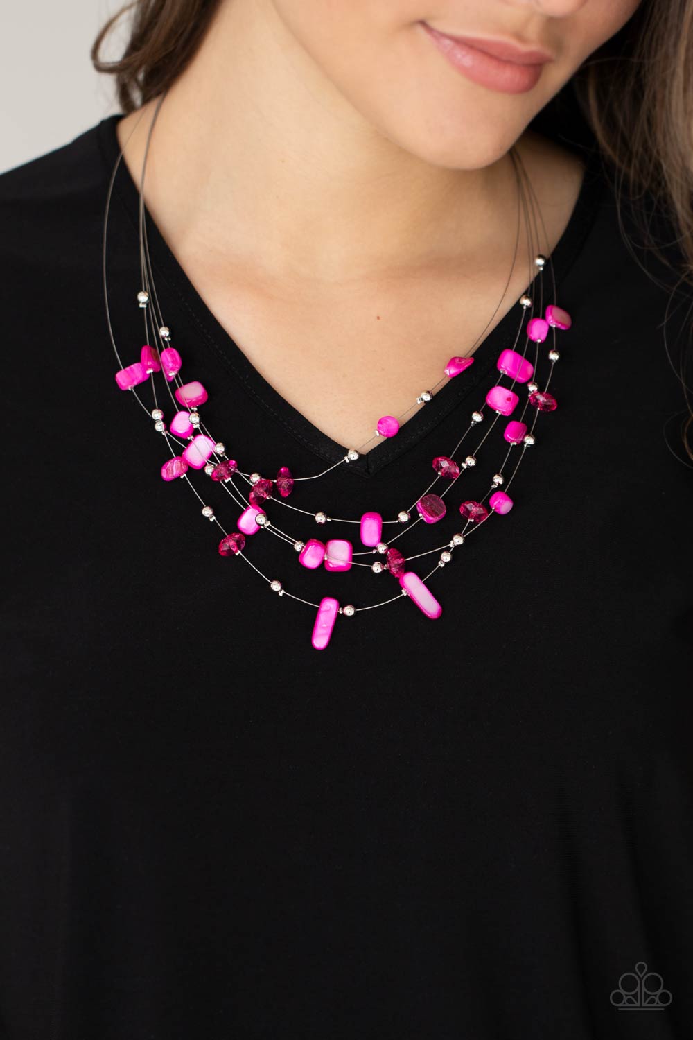 Prismatic Pebbles - Pink Necklace - Paparazzi Accessories