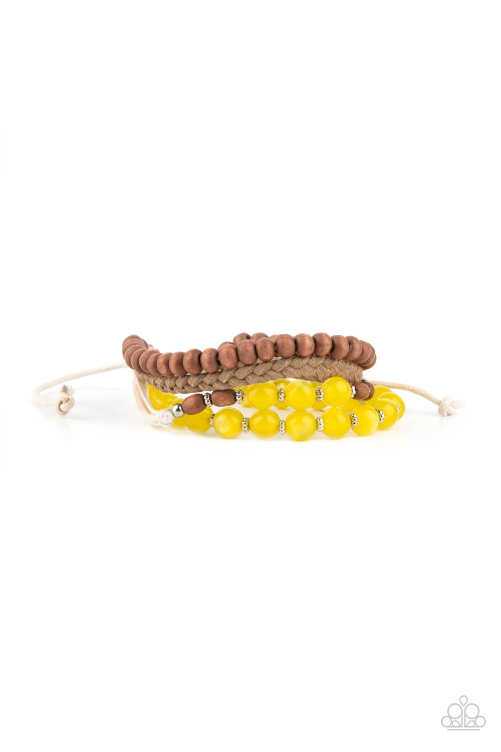 five-dollar-jewelry-down-homespun-yellow-bracelet-paparazzi-accessories