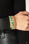 Down HOMESPUN - Green Bracelet - Paparazzi Accessories