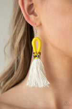 The Dustup - Yellow Earrings - Paparazzi Accessories