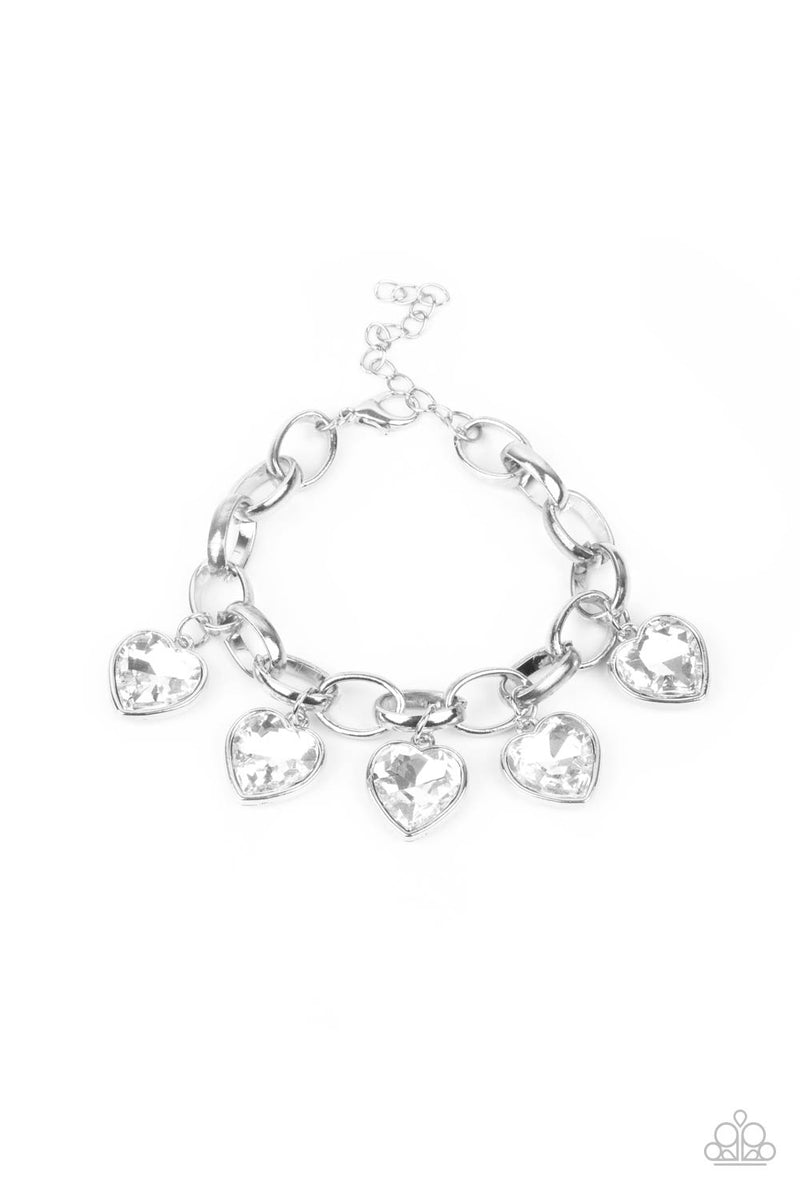 Candy Heart Charmer - White Bracelet - Paparazzi Accessories