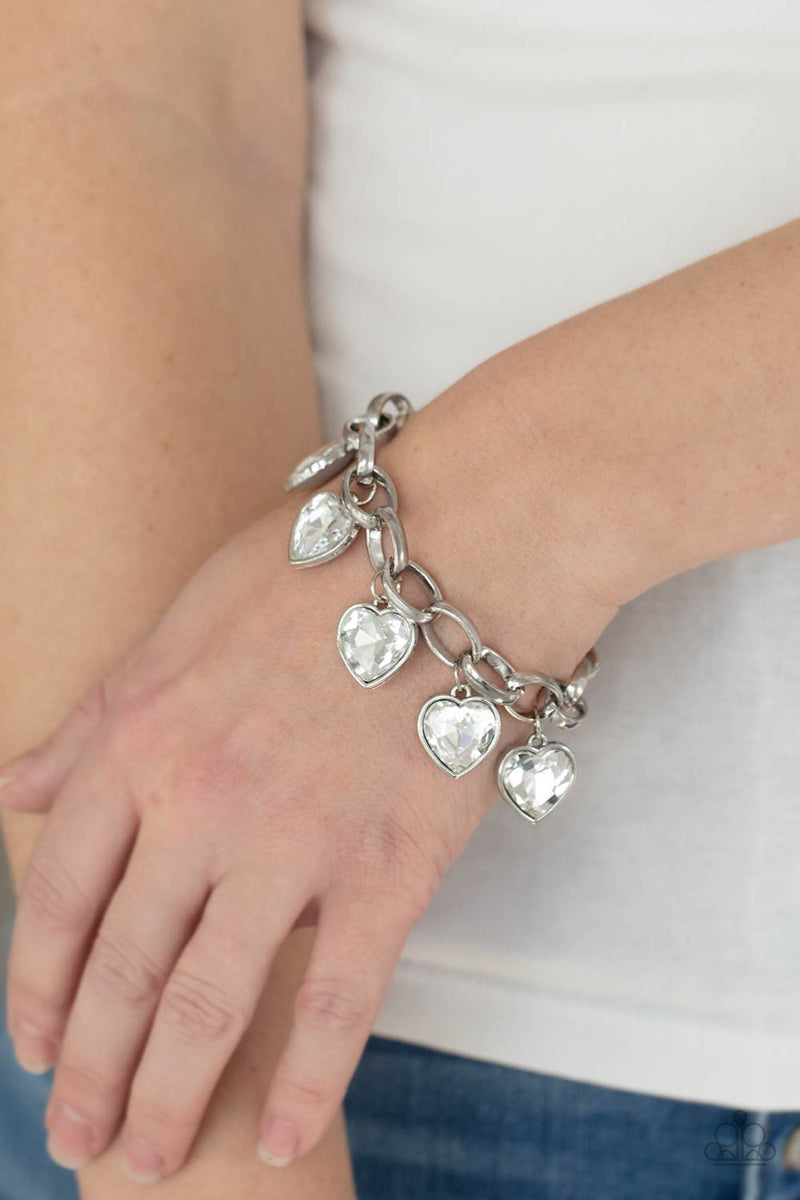 Candy Heart Charmer - White Bracelet - Paparazzi Accessories