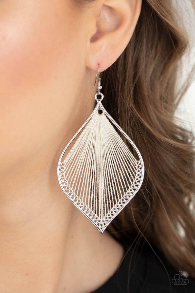String Theory - White Earrings - Paparazzi Accessories