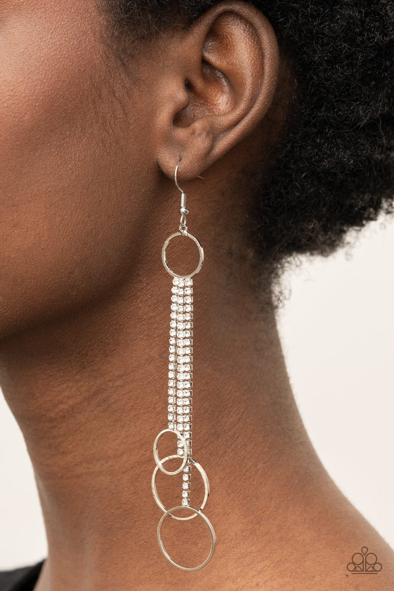 Demurely Dazzling - White Earrings - Paparazzi Accessories