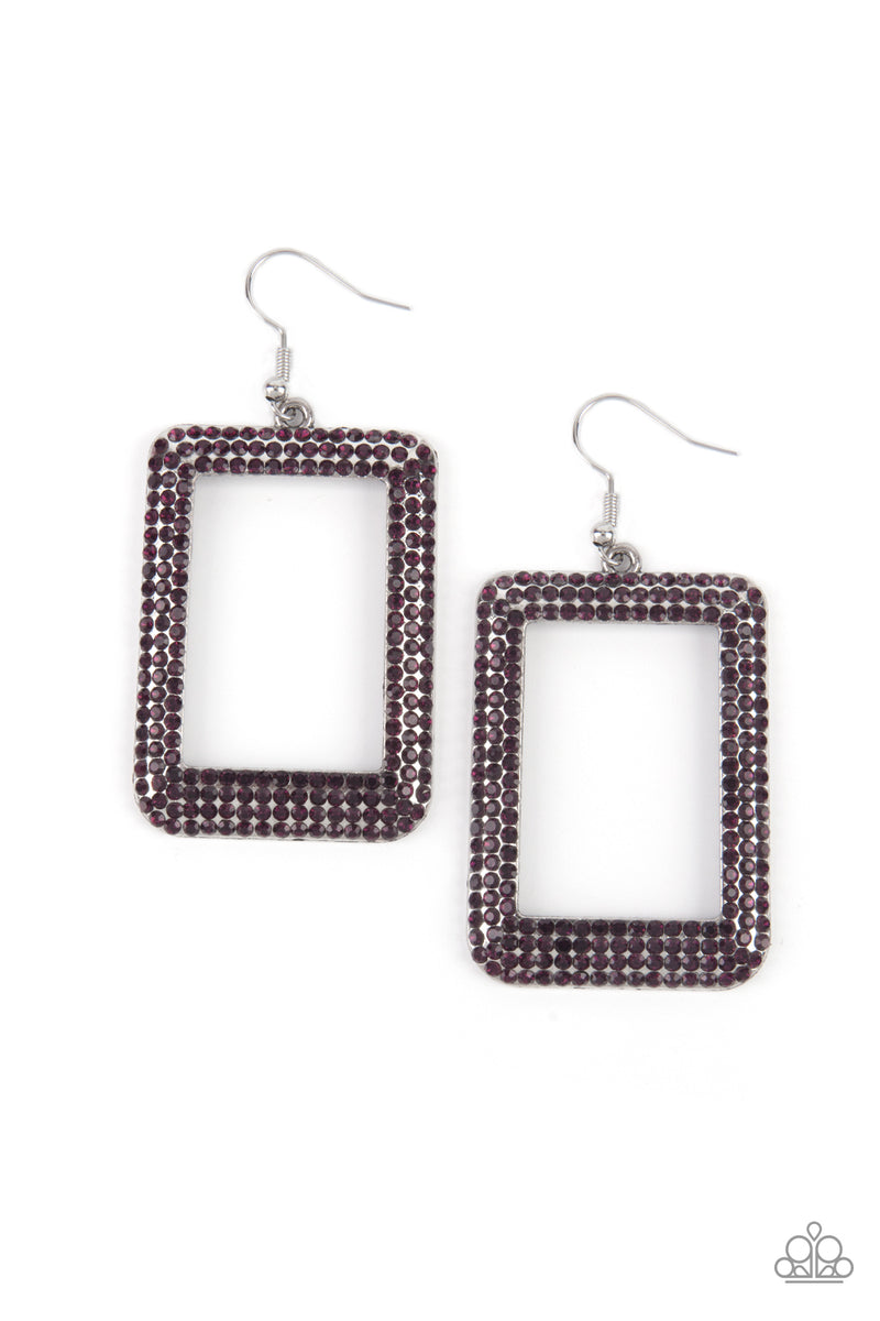 World FRAME-ous - Purple Earrings - Paparazzi Accessories