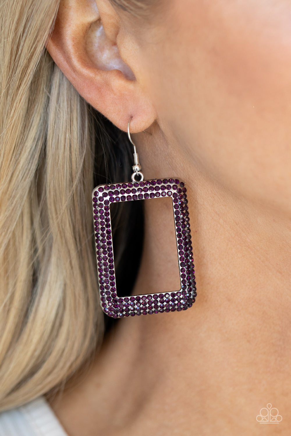 World FRAME-ous - Purple Earrings - Paparazzi Accessories