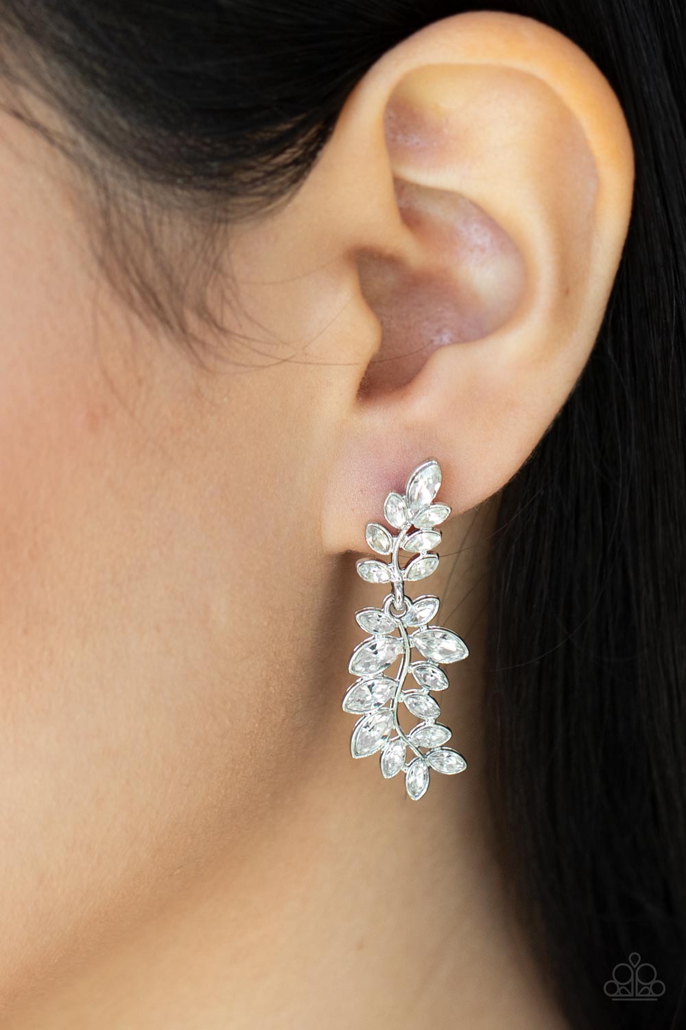 Frond Fairytale - White Post Earrings - Paparazzi Accessories