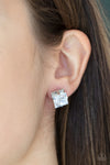 Times Square Timeless - White Post Earrings - Paparazzi Accessories