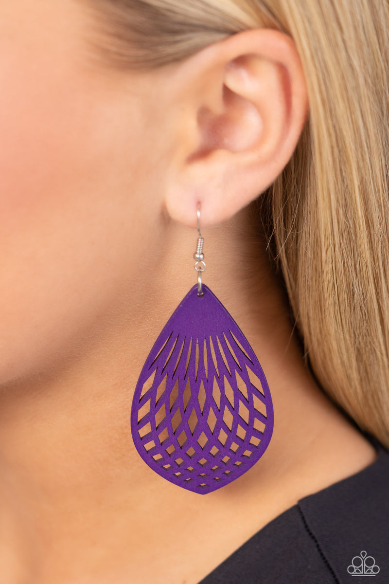Caribbean Coral - Purple Earrings - Paparazzi Accessories