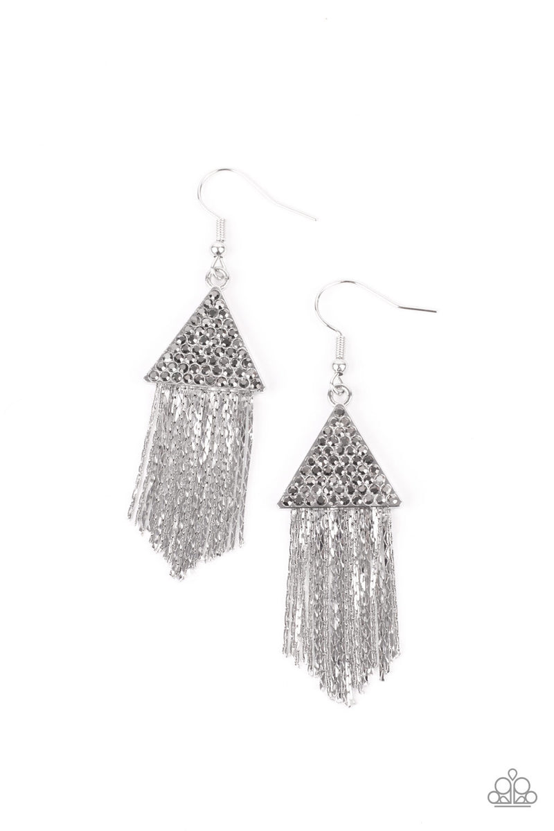 Pyramid SHEEN - Silver Earrings - Paparazzi Accessories