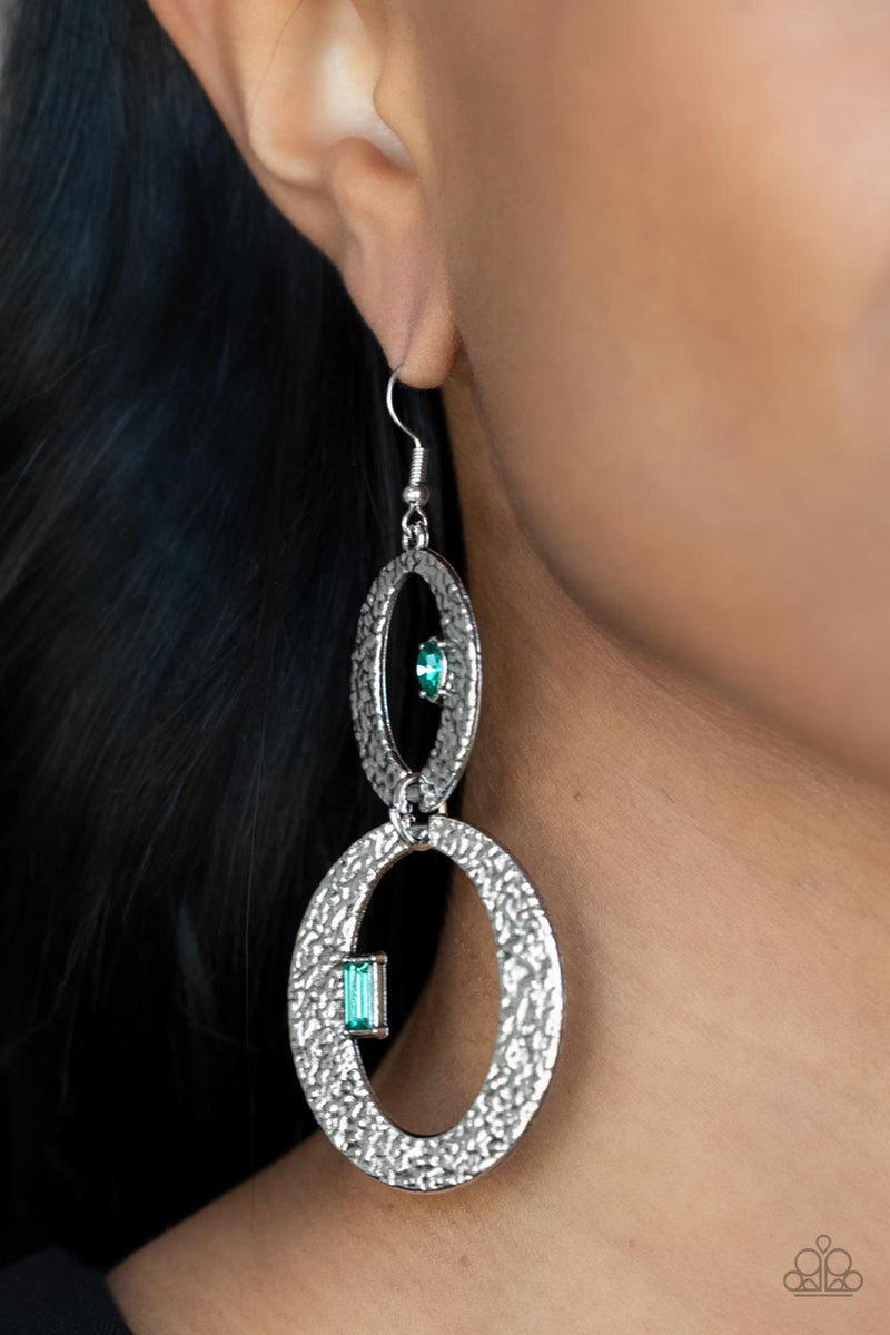OVAL and OVAL Again - Green Earrings - Paparazzi Accessories