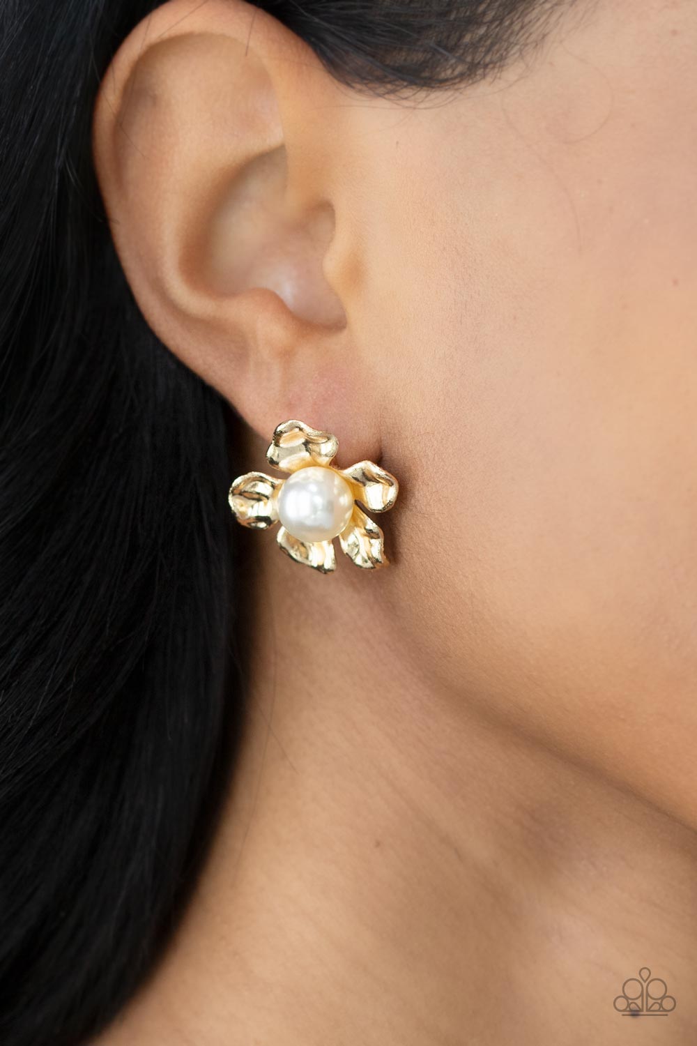 Apple Blossom Pearls - Gold Post Earrings - Paparazzi Accessories