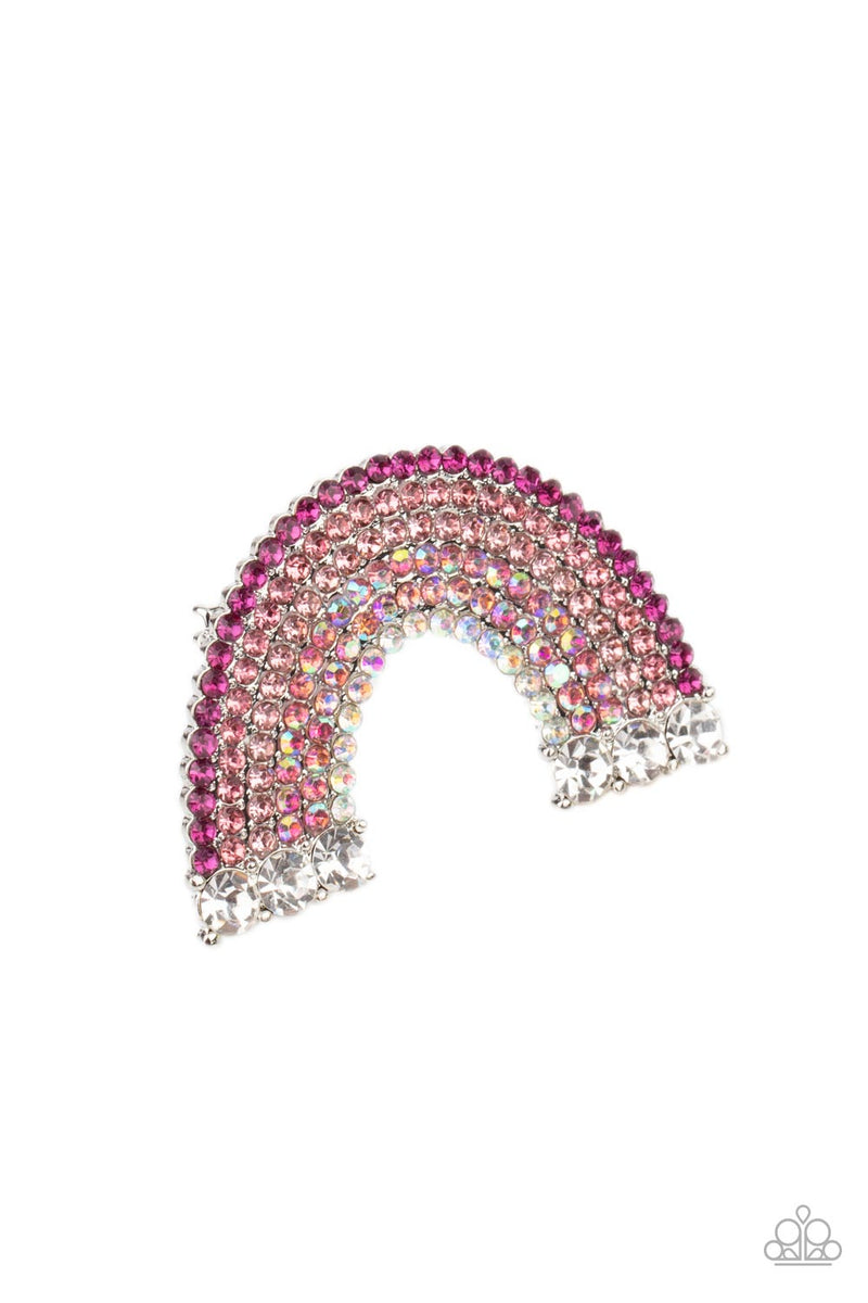 five-dollar-jewelry-somewhere-over-the-rhinestone-rainbow-pink-hair clip-paparazzi-accessories