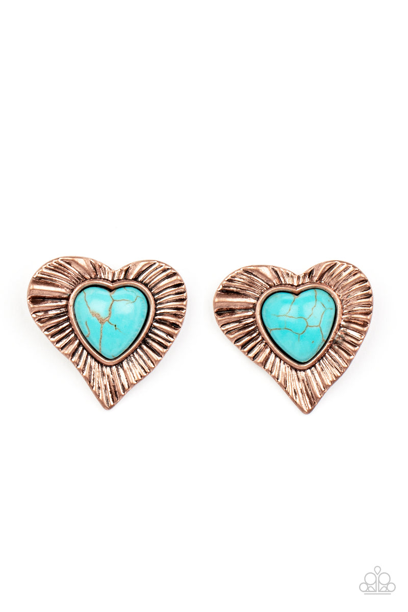 Rustic Romance - Copper Post Earrings - Paparazzi Accessories