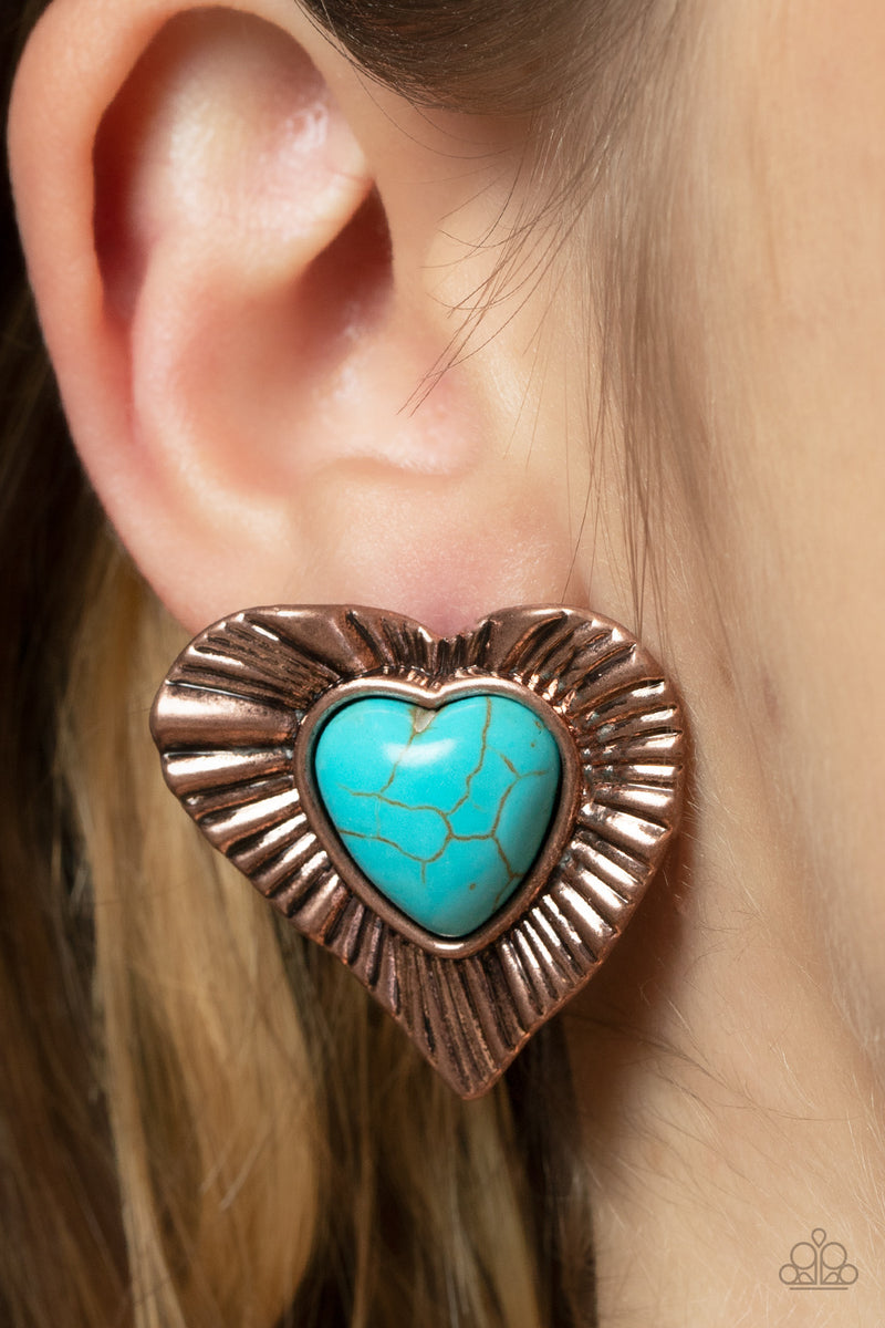 Rustic Romance - Copper Post Earrings - Paparazzi Accessories