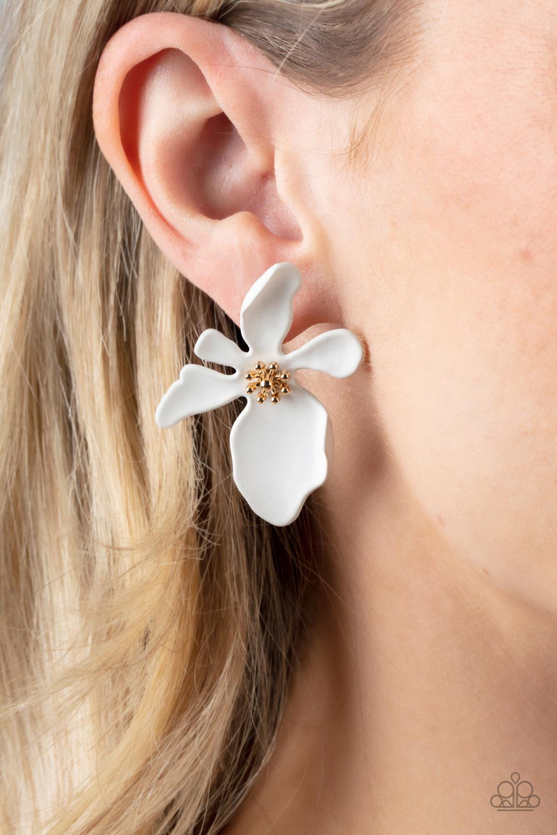 Hawaiian Heiress - White Post Earrings - Paparazzi Accessories