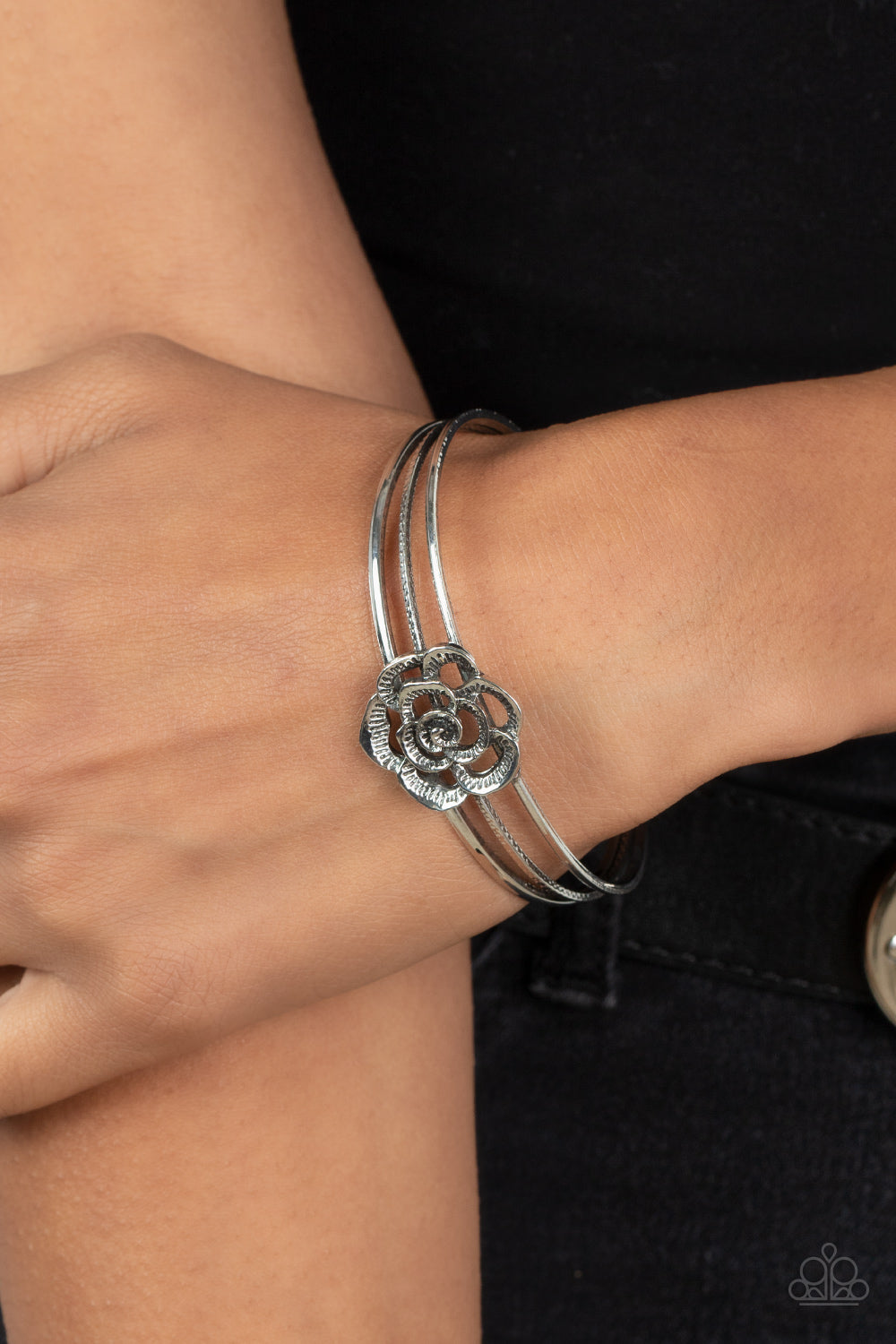 Rosy Repose - Silver Bracelet - Paparazzi Accessories